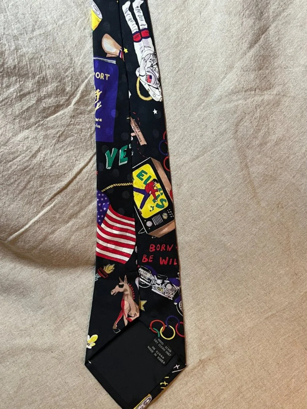 Vintage Nicole Miller Silk Tie Americana Statue Liberty USA Flag Novelty 90s